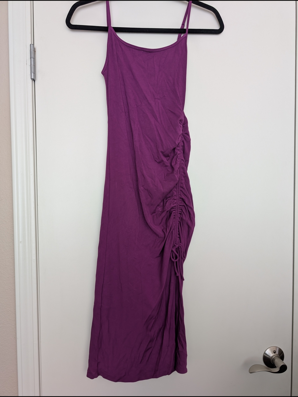 Aritzia Wilfred Riddle Dress XS Spaghetti-Strap Ruched Midi